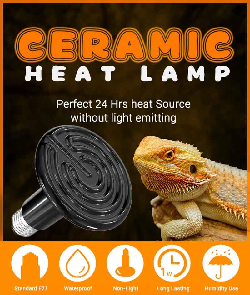 Aplicació 2 escalfadors de ceràmica per infrarrojos rèptils 100W 100W Reptile Infrared Ceramic Heater application 2